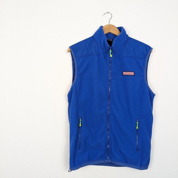 Vineyard Vines Windcrest Blue Grid Fleece Zip Up Vest Size M - Picture 3 of 8